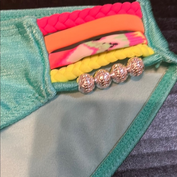 OP Pink and Blue Swim Set with Ruffled Bandeau Top - Picture 7 of 12